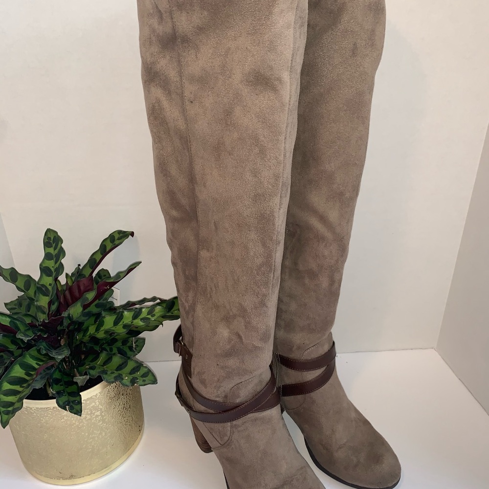 MADDEN GIRL • Tan Suede Over The Knee Boot